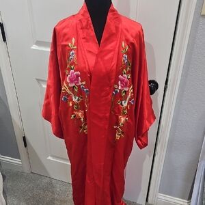 Red Floral Embroidered Kimono size Medium